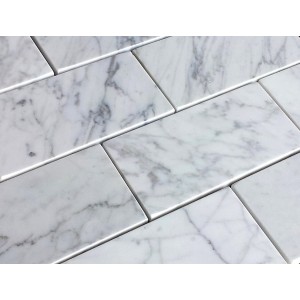 3x6 Carrara White Honed Marble Tile